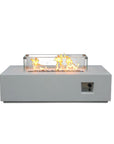 65000 BTU 52" Antiqued White Concrete Propane Rectangular Fire Pit With Cover