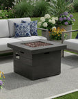 40000 BTU 32" Gray Steel Propane Rectangular Fire Pit With Cover