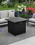40000 BTU 42" Black Steel Propane Rectangular Fire Pit With Cover