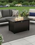 40000 BTU 42" Black Steel Propane Rectangular Fire Pit With Cover