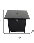 40000 BTU 43" Black Steel Propane Rectangular Fire Pit With Cover