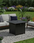 40000 BTU 43" Black Steel Propane Rectangular Fire Pit With Cover