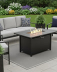 40000 BTU 43" Black Steel Propane Rectangular Fire Pit With Cover