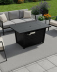 40000 BTU 42" Black Steel Propane Rectangular Fire Pit With Cover