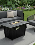 40000 BTU 42" Black Steel Propane Rectangular Fire Pit With Cover