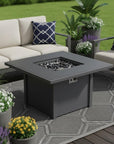 50000 BTU 30" Black Steel Propane Square Fire Pit With Cover