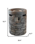 32000 BTU 26" Gray Magnesium Oxide Propane Round Fire Pit With Cover