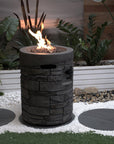 32000 BTU 26" Gray Magnesium Oxide Propane Round Fire Pit With Cover