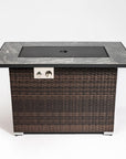 50000 BTU 43" Brown Wicker Propane Rectangular Fire Pit With Cover