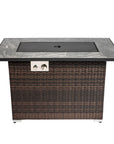 50000 BTU 43" Brown Wicker Propane Rectangular Fire Pit With Cover