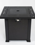 50000 BTU 28" Black Steel Propane Square Fire Pit Table With Cover