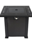50000 BTU 28" Black Steel Propane Square Fire Pit Table With Cover