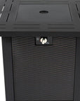 50000 BTU 28" Black Steel Propane Square Fire Pit Table With Cover