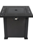 50000 BTU 28" Black Steel Propane Square Fire Pit Table With Cover