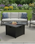 50000 BTU 28" Black Steel Propane Square Fire Pit Table With Cover