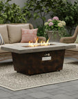 50000 BTU 42" Brown And Gray Iron Propane Rectangular Fire Pit Table With Cover