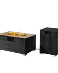 40000 BTU 32" Brown Wicker Propane Rectangular Fire Pit With Cover