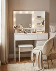 35" White Wood Five Drawer Vanity Table