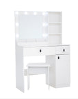 35" White Wood Two Drawer Vanity Table