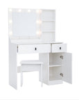 35" White Wood Two Drawer Vanity Table