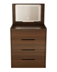 24" Walnut Wood Mirrored Three Drawer Vanity Table