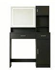 35" Black Wood Two Drawer Vanity Table