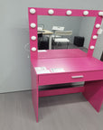 28" Pink Wood Mirrored Vanity Table