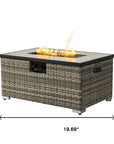 50000 BTU 32" Beige Iron Propane Rectangular Fire Pit With Cover