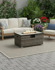 50000 BTU 32" Beige Iron Propane Rectangular Fire Pit With Cover