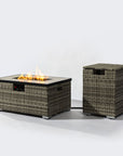 50000 BTU 32" Beige Iron Propane Rectangular Fire Pit With Cover
