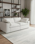 80" White Linen Blend Modular Loveseat and Toss Pillows