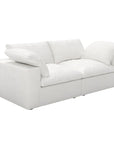 80" White Linen Blend Modular Loveseat and Toss Pillows