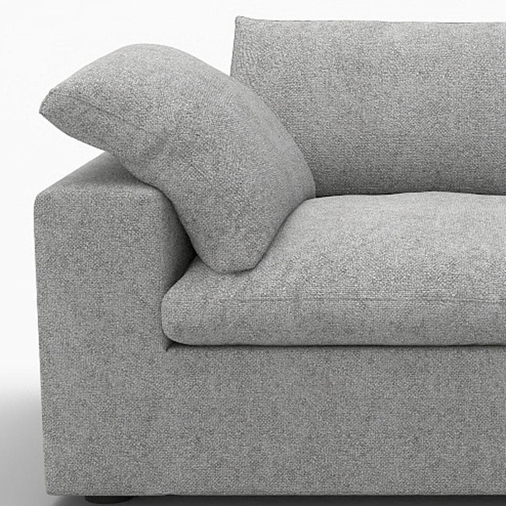80" White Linen Blend Modular Loveseat and Toss Pillows