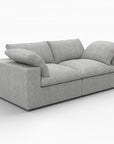 80" White Linen Blend Modular Loveseat and Toss Pillows