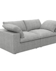 80" White Linen Blend Modular Loveseat and Toss Pillows