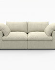 80" White Linen Blend Modular Loveseat and Toss Pillows