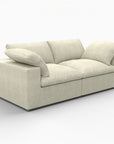 80" White Linen Blend Modular Loveseat and Toss Pillows