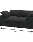 80" White Linen Blend Modular Loveseat and Toss Pillows