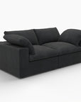 80" White Linen Blend Modular Loveseat and Toss Pillows