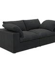 80" White Linen Blend Modular Loveseat and Toss Pillows