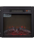 18" Black Metal Electric Fireplace Insert With LED