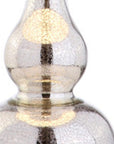 Set of Two 21" Silver Gourd Table Lamps With Drum Shades