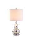 Set of Two 21" Silver Gourd Table Lamps With Drum Shades