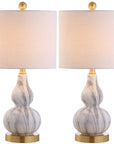 Set of Two 21" Gold Gourd Desk Lamps With Drum Shades