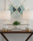 Set of Two 21" Gold Gourd Desk Lamps With Drum Shades