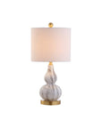 Set of Two 21" Gold Gourd Desk Lamps With Drum Shades