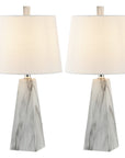 Set of Two 21" White Geometric Table Lamps With Empire Shades