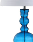 Set of Two 29" Blue Curved Body Glass Table Lamps With Drum Shades