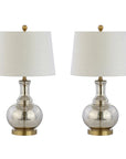 Set of Two 25" Gold Novelty Table Lamps With Drum Shades
