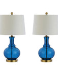 Set of Two 25" Gold Novelty Table Lamps With Drum Shades